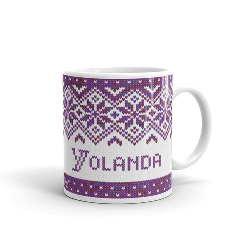 Snowflake Knitting Mug, Handpainted Yarn Mug, coffee and knitting mug, Yarn lover gift, knitter gift, knitter gift, knit gift, yarngift